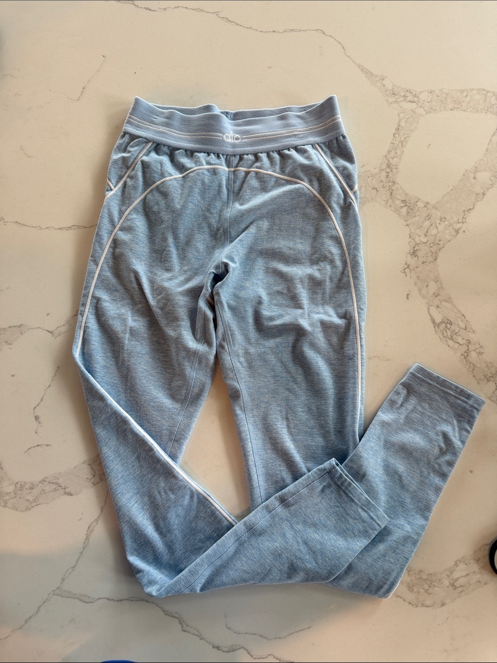 ALO Yoga Alosoft Light Blue Heathered Performance Leggings